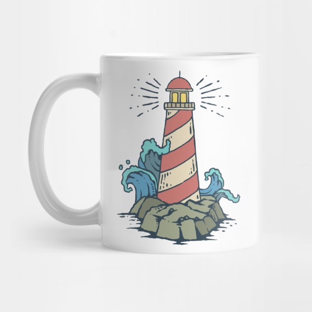 Cute Lighthouse Cartoon Kids Tshirt by evergreen_brand